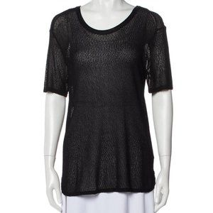 Rag & Bone Scoop Neck Short Sleeve Black Top